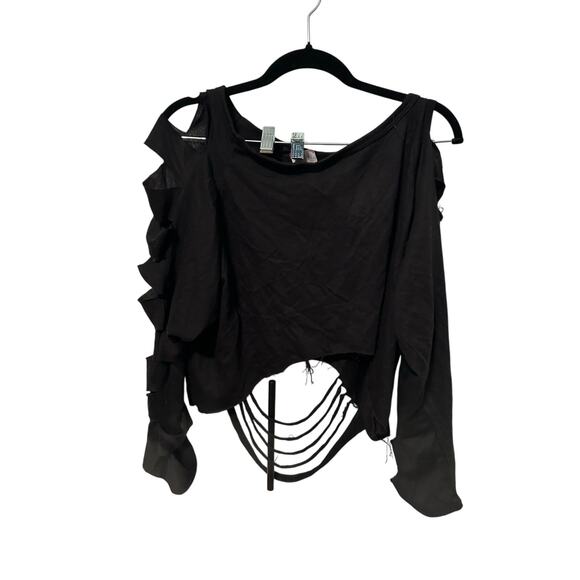 Vintage Y2K Grunge Style Black Distressed Too by Blush Large - Picture 1 of 4